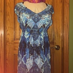 Full length blue dress 1X silky material